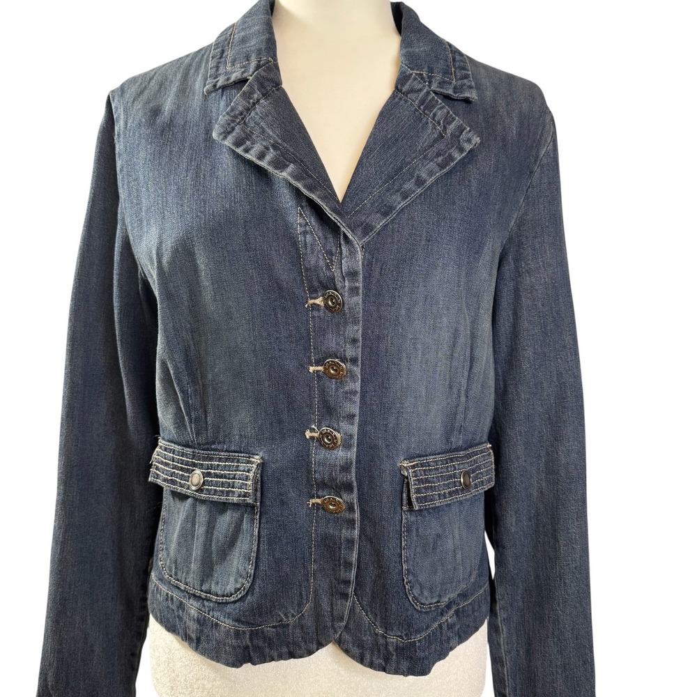 LEE One True Fit Women's Denim Jean Jacket‎ L/M Medium Wash Cottagecore